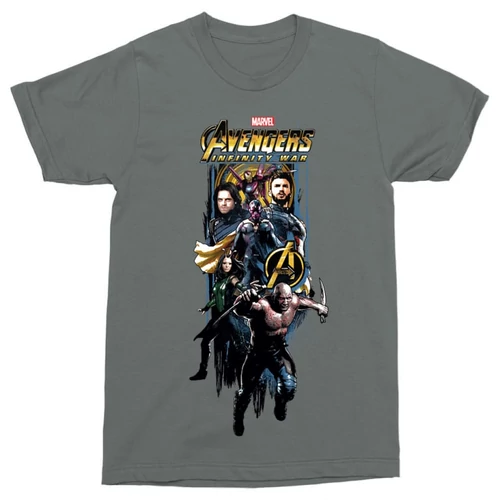 Sötétszürke Bosszúállók férfi rövid ujjú póló - Infinity War Stripe