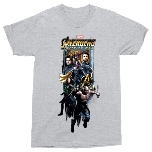 Sportszürke Bosszúállók férfi rövid ujjú póló - Infinity War Stripe