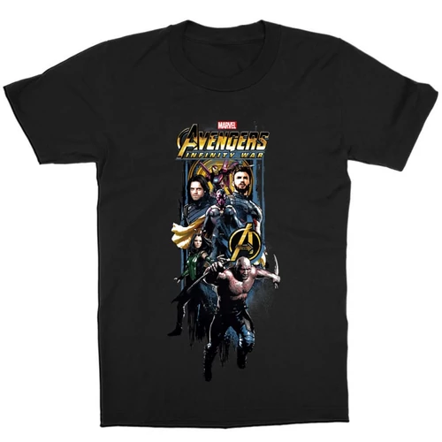 Fekete Bosszúállók gyerek rövid ujjú póló - Infinity War Stripe