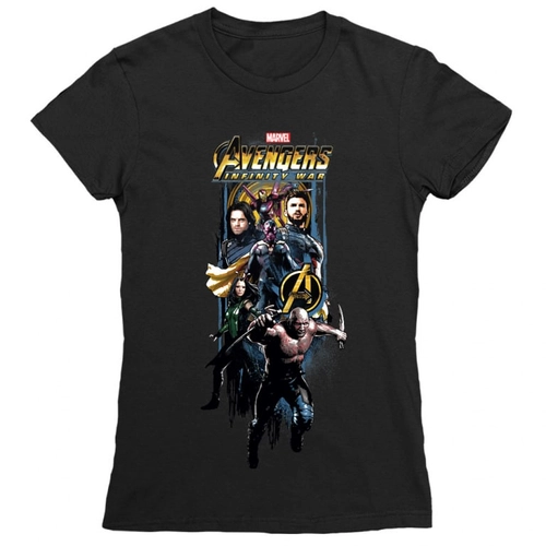Fekete Bosszúállók női rövid ujjú póló - Infinity War Stripe