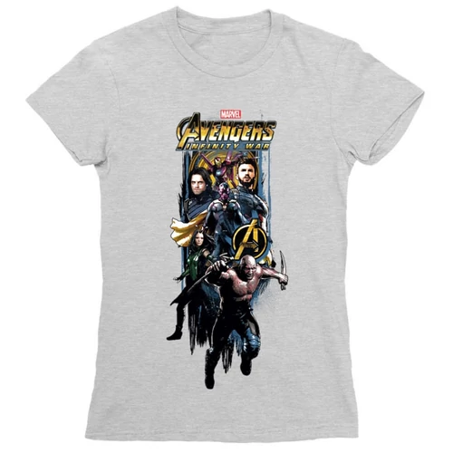 Sportszürke Bosszúállók női rövid ujjú póló - Infinity War Stripe