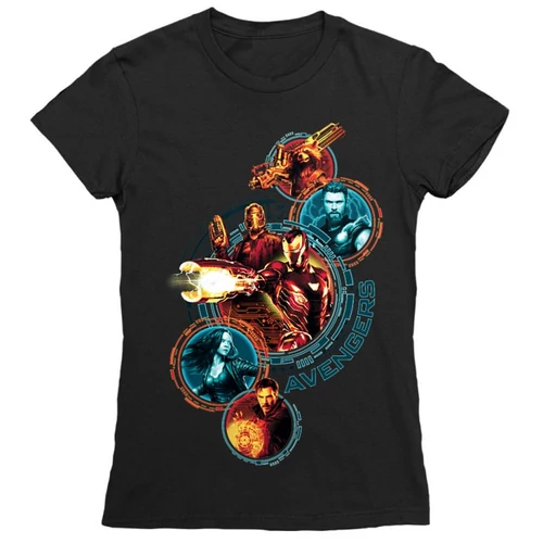 Fekete Bosszúállók női rövid ujjú póló - Infinity War Team