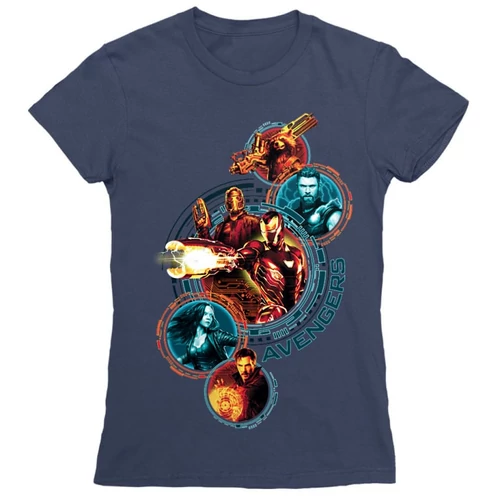Sötétkék Bosszúállók női rövid ujjú póló - Infinity War Team