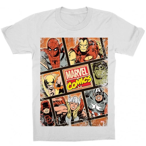 Fehér Marvel gyerek rövid ujjú póló - Marvel Comics hősök