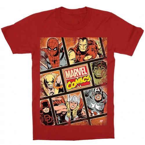 Piros Marvel gyerek rövid ujjú póló - Marvel Comics hősök