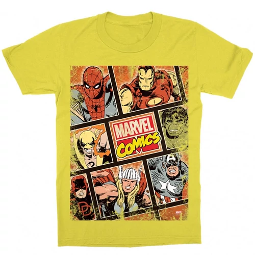 Sárga Marvel gyerek rövid ujjú póló - Marvel Comics hősök