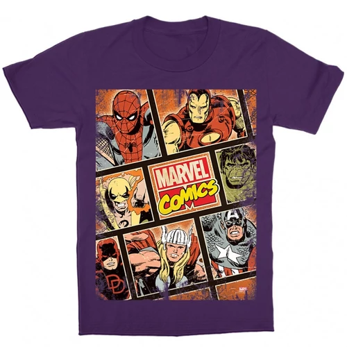 Sötétlila Marvel gyerek rövid ujjú póló - Marvel Comics hősök