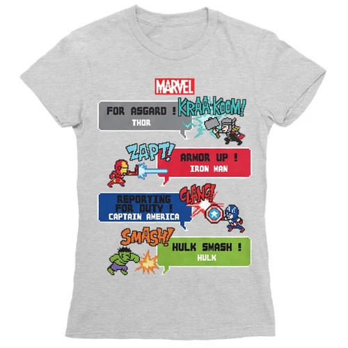 Sportszürke Bosszúállók női rövid ujjú póló - Marvel Heroes 8bit