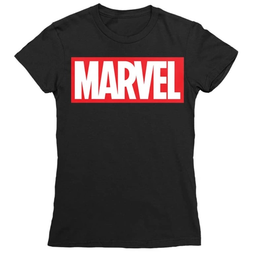 Fekete Marvel logó női rövid ujjú póló
