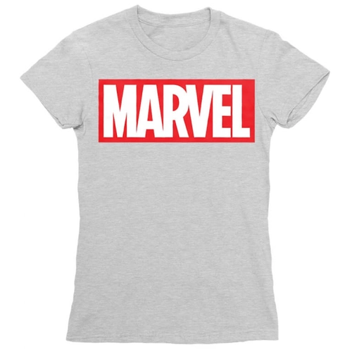 Marvel logó női rövid ujjú póló szürke színben