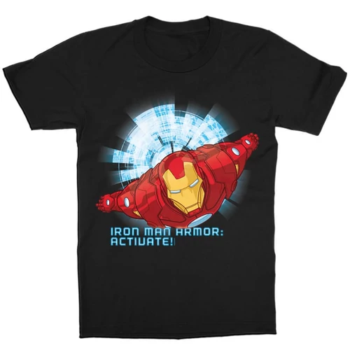 Fekete Bosszúállók Vasember gyerek rövid ujjú póló - Armor Activate