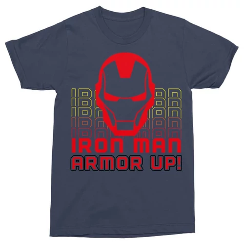 Sötétkék Bosszúállók Vasember férfi rövid ujjú póló - Armor Up
