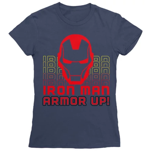Sötétkék Bosszúállók Vasember női rövid ujjú póló - Armor Up