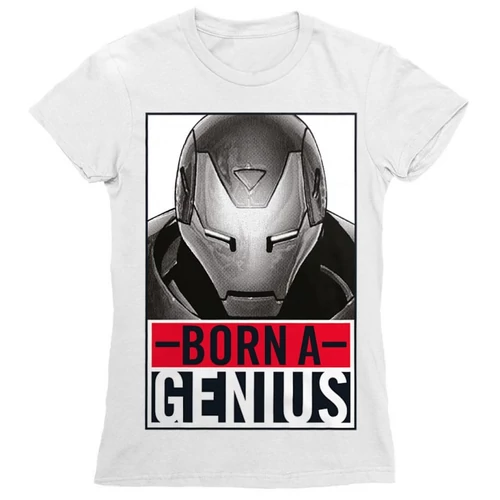 Fehér Bosszúállók Vasember női rövid ujjú póló - Born A Genius