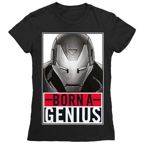 Fekete Bosszúállók Vasember női rövid ujjú póló - Born A Genius