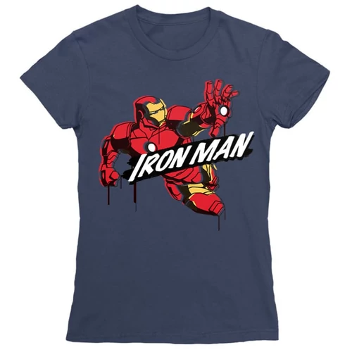 Sötétkék Bosszúállók - Avengers női rövid ujjú póló - Vasember Comics Paint