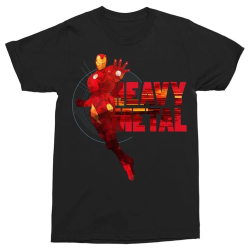 Fekete Bosszúállók Vasember férfi rövid ujjú póló - Heavy metal