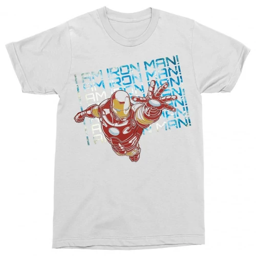 Fehér Bosszúállók Vasember férfi rövid ujjú póló - I am Iron Man