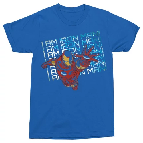 Királykék Bosszúállók Vasember férfi rövid ujjú póló - I am Iron Man