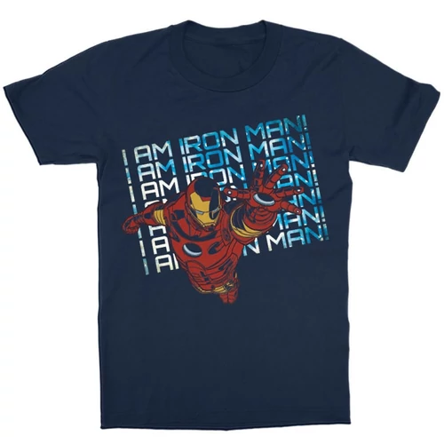 Sötétkék Bosszúállók Vasember gyerek rövid ujjú póló - I am Iron Man