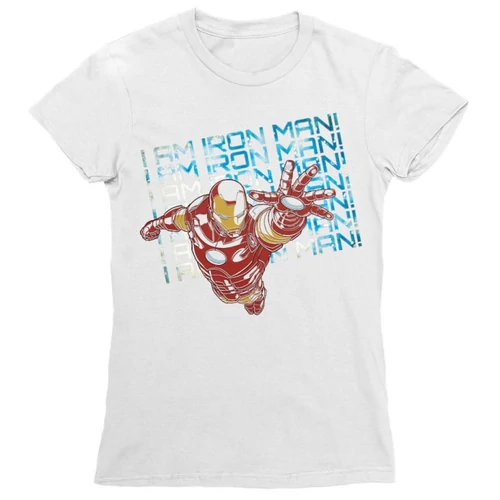Fehér Bosszúállók Vasember női rövid ujjú póló - I am Iron Man