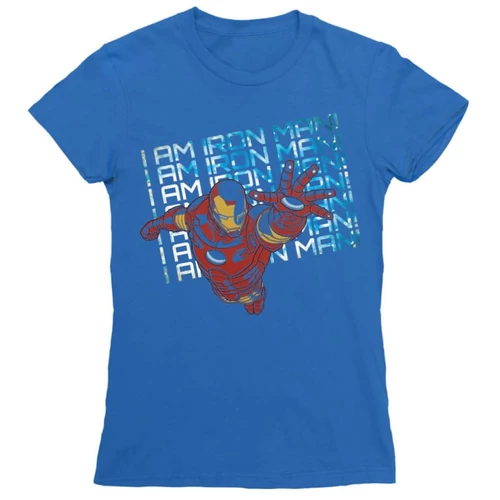 Királykék Bosszúállók Vasember női rövid ujjú póló - I am Iron Man