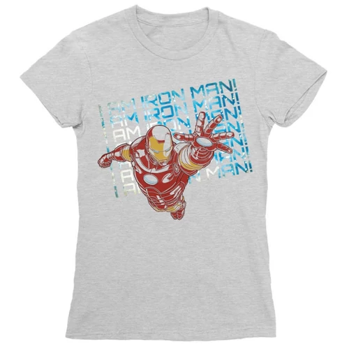 Sportszürke Bosszúállók Vasember női rövid ujjú póló - I am Iron Man
