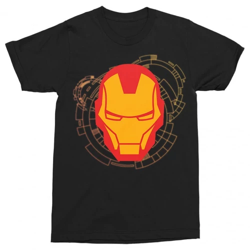 Fekete Bosszúállók Vasember férfi rövid ujjú póló - Iron Man head