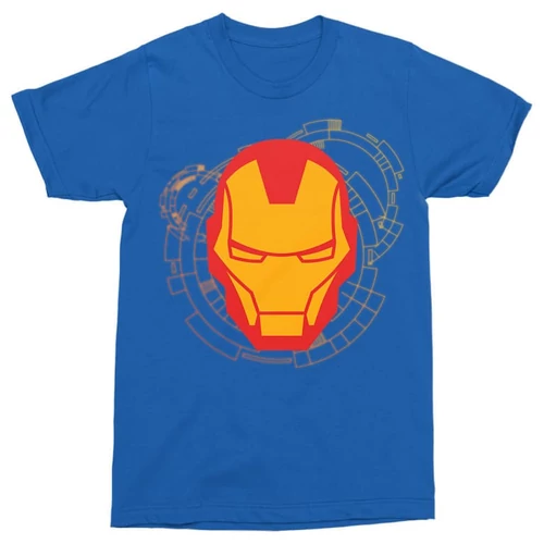 Királykék Bosszúállók Vasember férfi rövid ujjú póló - Iron Man head