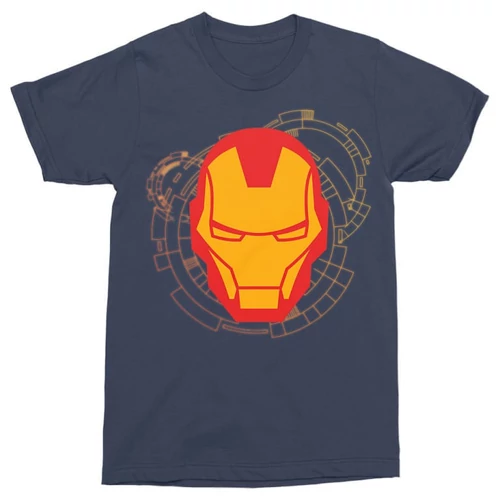 Sötétkék Bosszúállók Vasember férfi rövid ujjú póló - Iron Man head