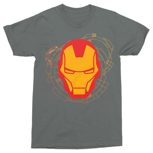 Sötétszürke Bosszúállók Vasember férfi rövid ujjú póló - Iron Man head