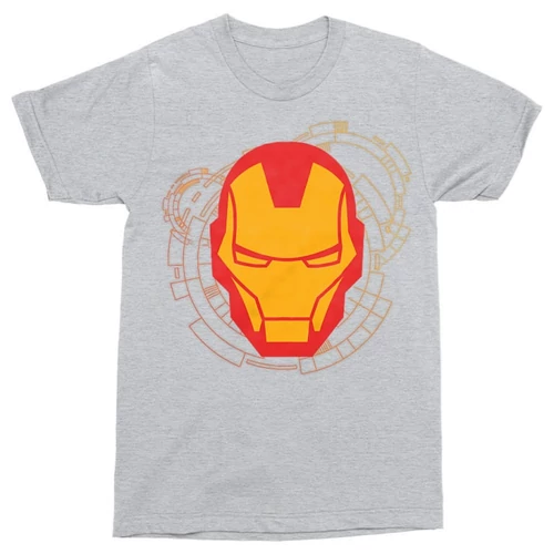 Sportszürke Bosszúállók Vasember férfi rövid ujjú póló - Iron Man head