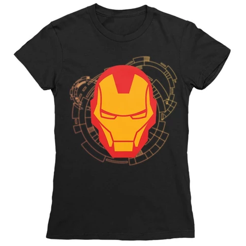 Fekete Bosszúállók Vasember női rövid ujjú póló - Iron Man head