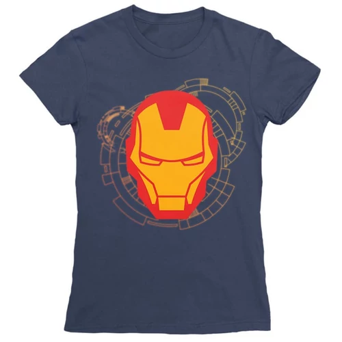Sötétkék Bosszúállók Vasember női rövid ujjú póló - Iron Man head