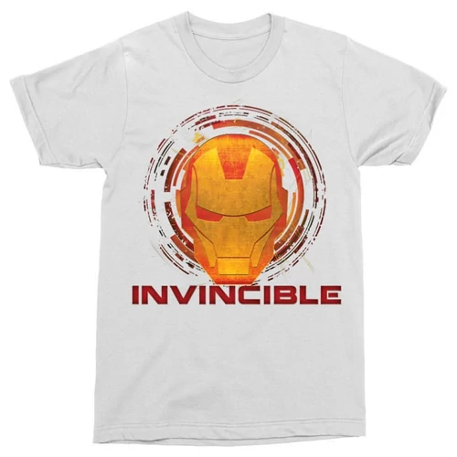 Fehér Bosszúállók Vasember férfi rövid ujjú póló - Invincible