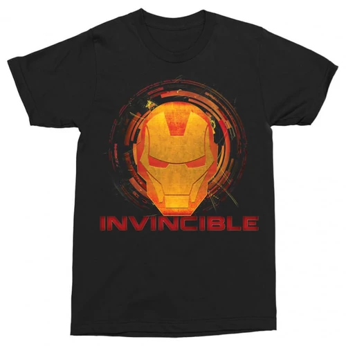 Fekete Bosszúállók Vasember férfi rövid ujjú póló - Invincible