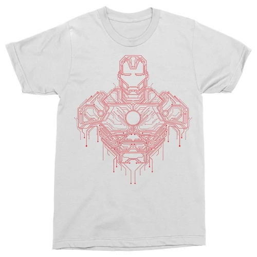 Fehér Bosszúállók Vasember férfi rövid ujjú póló - Iron Man circuit