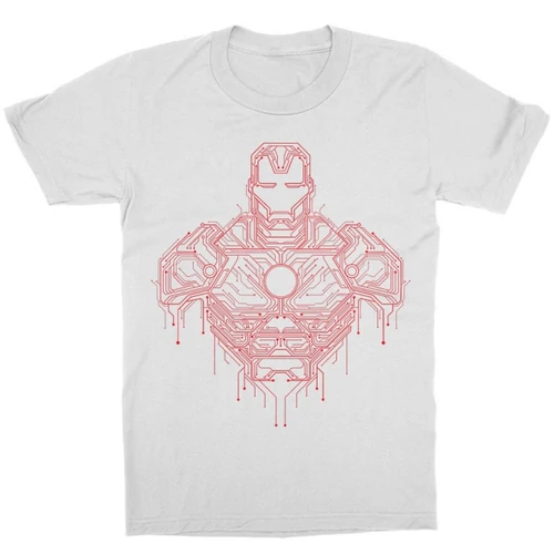 Fehér Bosszúállók Vasember gyerek rövid ujjú póló - Iron Man circuit