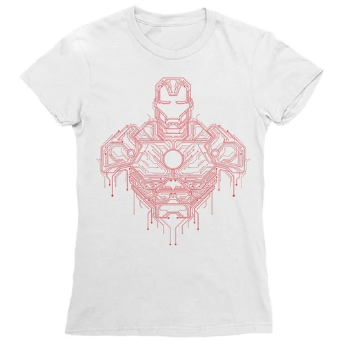 Fehér Bosszúállók Vasember női rövid ujjú póló - Iron Man circuit