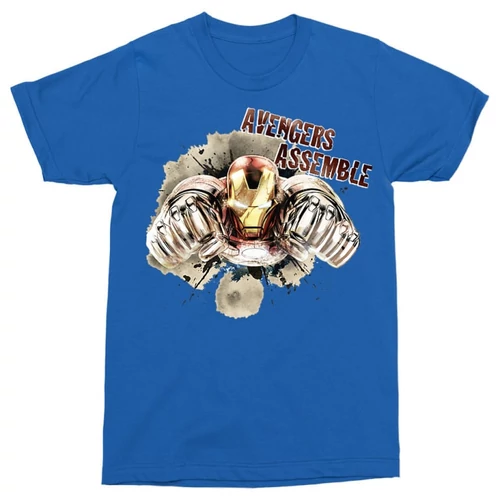 Királykék Bosszúállók Vasember férfi rövid ujjú póló - Iron Man Avengers Assemble