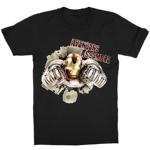 Fekete Bosszúállók Vasember gyerek rövid ujjú póló - Iron Man Avengers Assemble