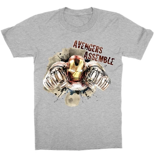Sportszürke Bosszúállók Vasember gyerek rövid ujjú póló - Iron Man Avengers Assemble