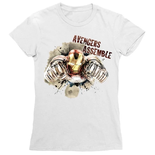 Fehér Bosszúállók Vasember női rövid ujjú póló - Iron Man Avengers Assemble