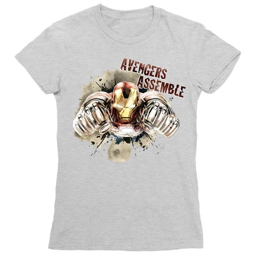 Sportszürke Bosszúállók Vasember női rövid ujjú póló - Iron Man Avengers Assemble