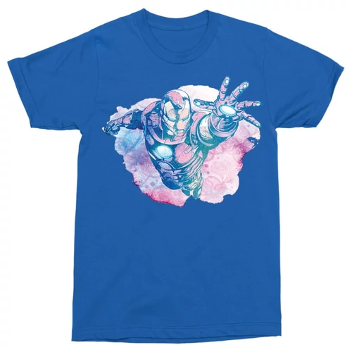 Királykék Bosszúállók Vasember férfi rövid ujjú póló - Iron Man watercolor splash