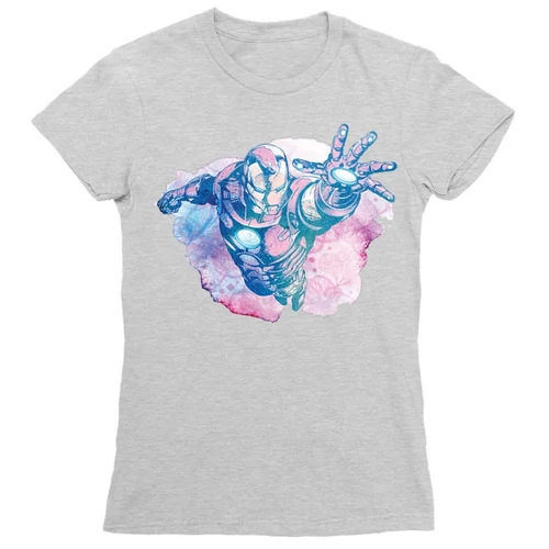 Sportszürke Bosszúállók Vasember női rövid ujjú póló - Iron Man watercolor splash