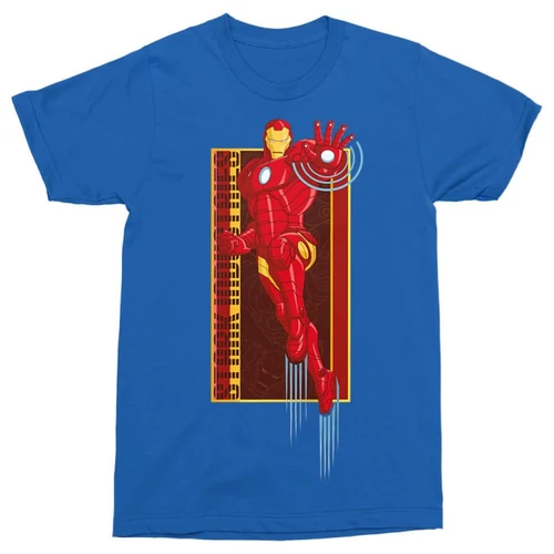 Királykék Bosszúállók Vasember férfi rövid ujjú póló - Stark Industries