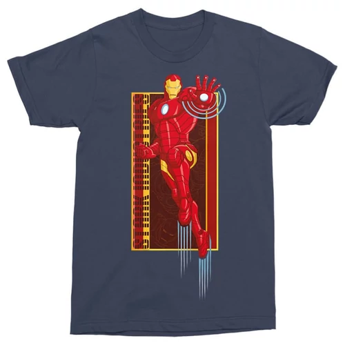 Sötétkék Bosszúállók Vasember férfi rövid ujjú póló - Stark Industries