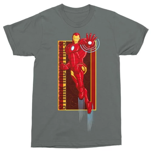 Sötétszürke Bosszúállók Vasember férfi rövid ujjú póló - Stark Industries