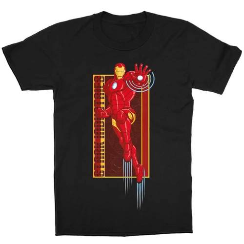 Fekete Bosszúállók Vasember gyerek rövid ujjú póló - Stark Industries